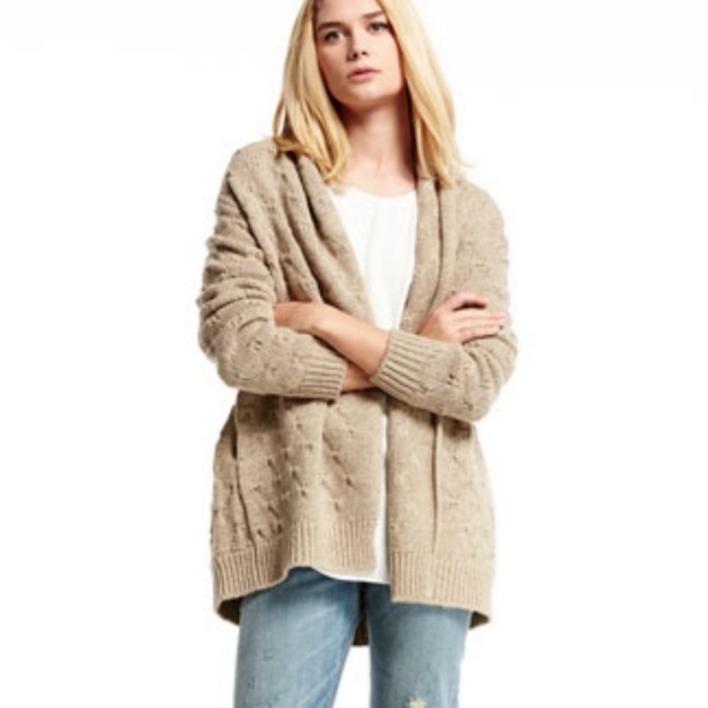 Vince Tuck Stitch Cardigan Heather Khaki Tan